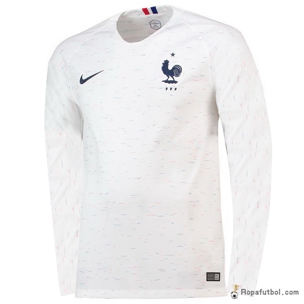 Camiseta Francia Replica Segunda Ropa Manga Larga 2018 Blanco